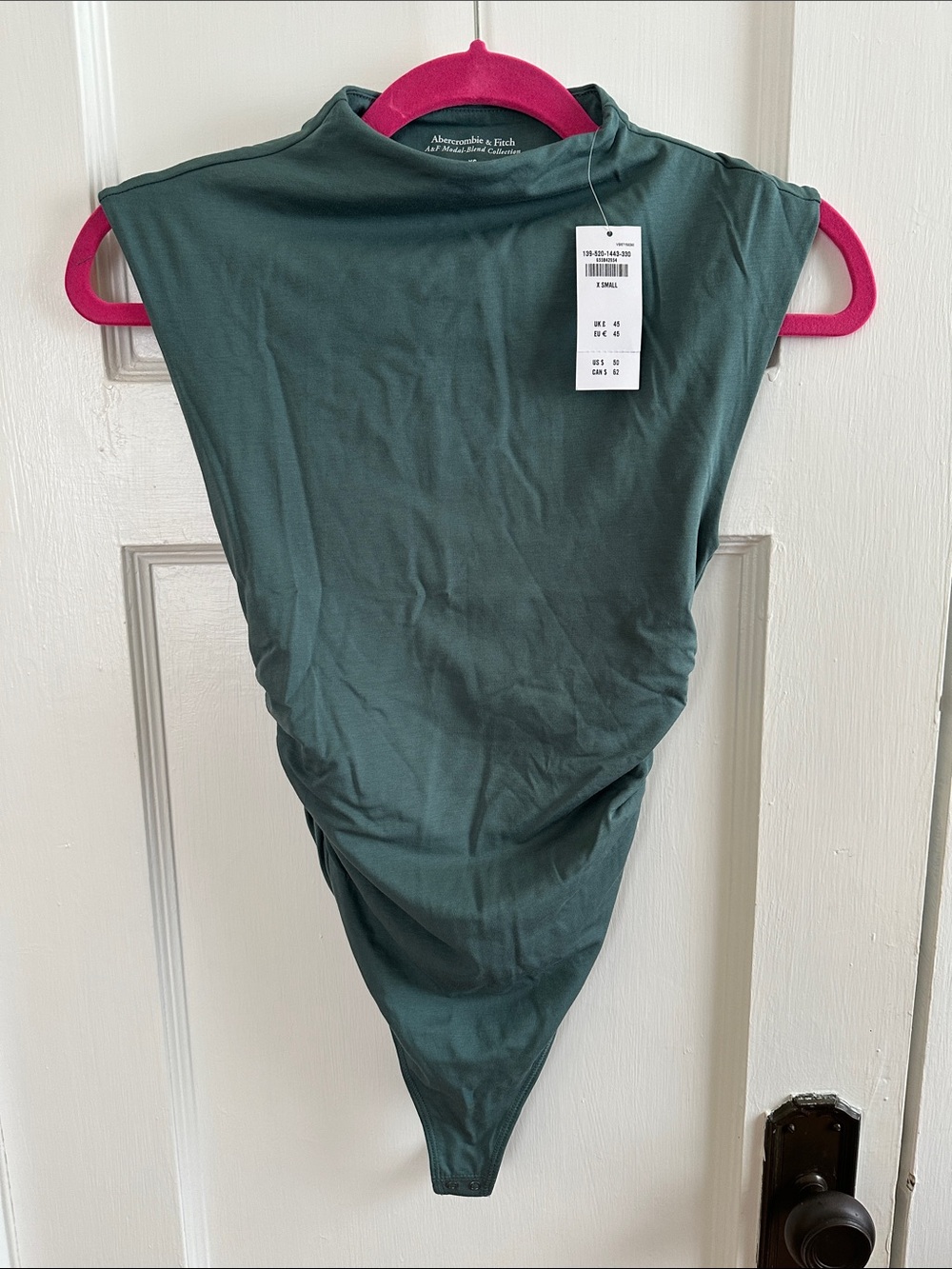 Abercrombie & Fitch Dark Green Sleeveless Mock Neck Bodysuit
